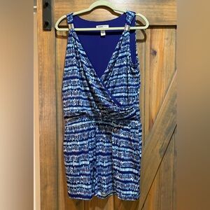 White House Black Market Blue and White Short Romper